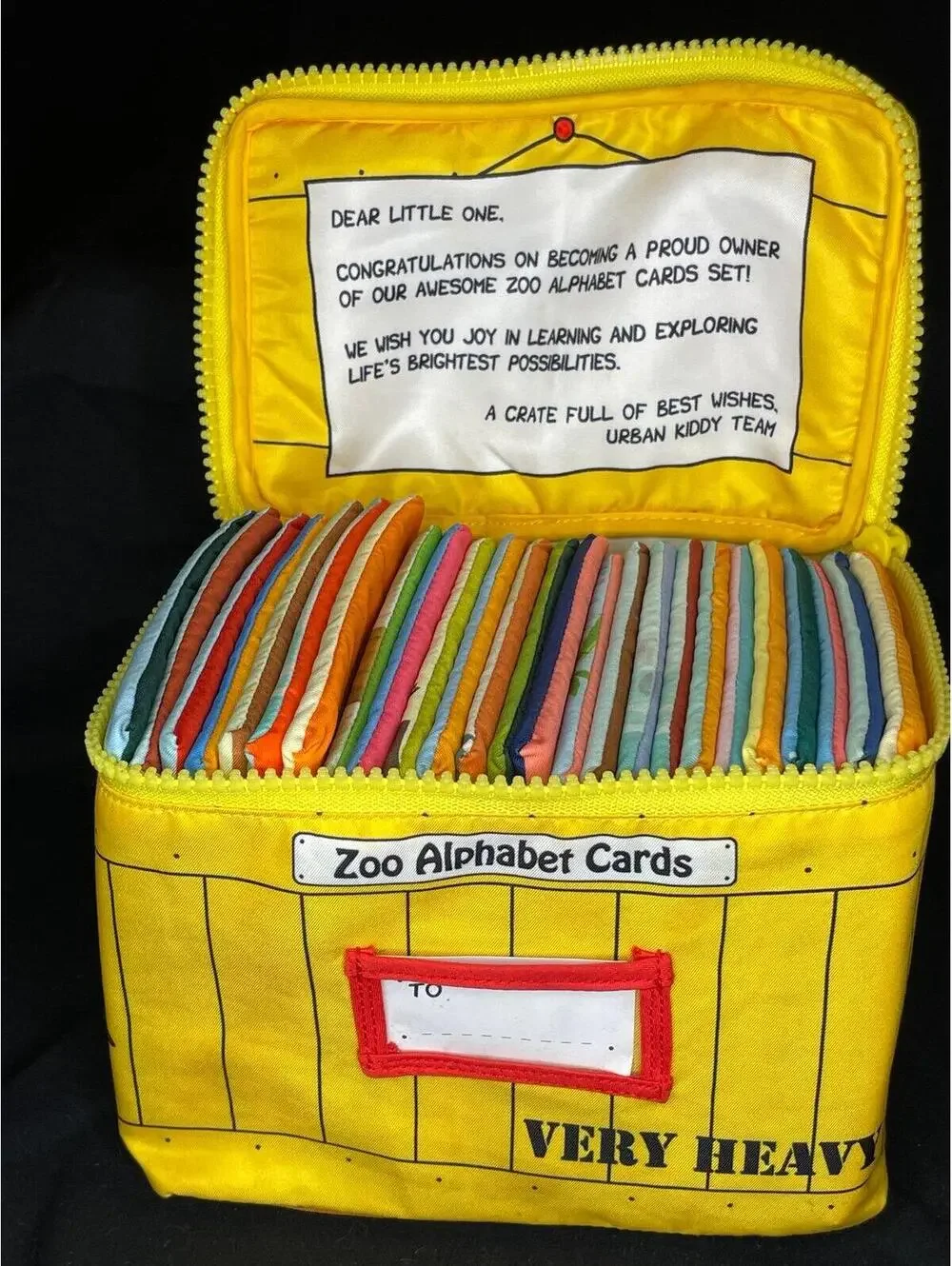 Urban Kiddy Zoo Alphabet Cards Soft Fabric Learning Set w/ Zipper Case